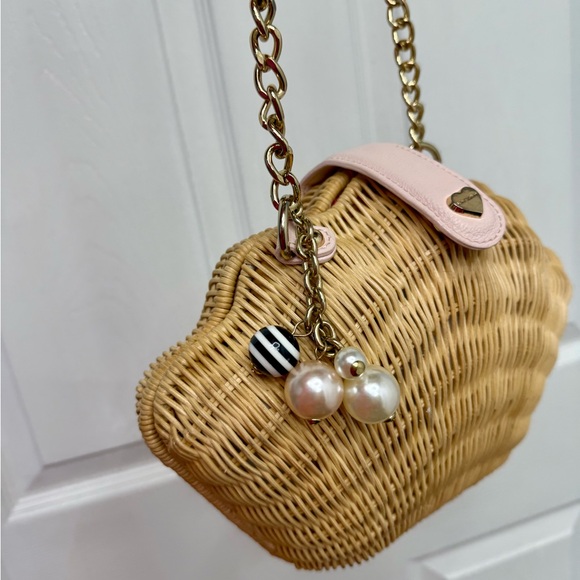 Betsey Johnson Rare Preppy Seashell Straw Crossbody Bag - Picture 5 of 7